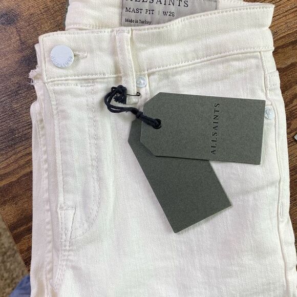 New w tag All Saints Mast fray white jeans/pants Sz 26 - Picture 5 of 10